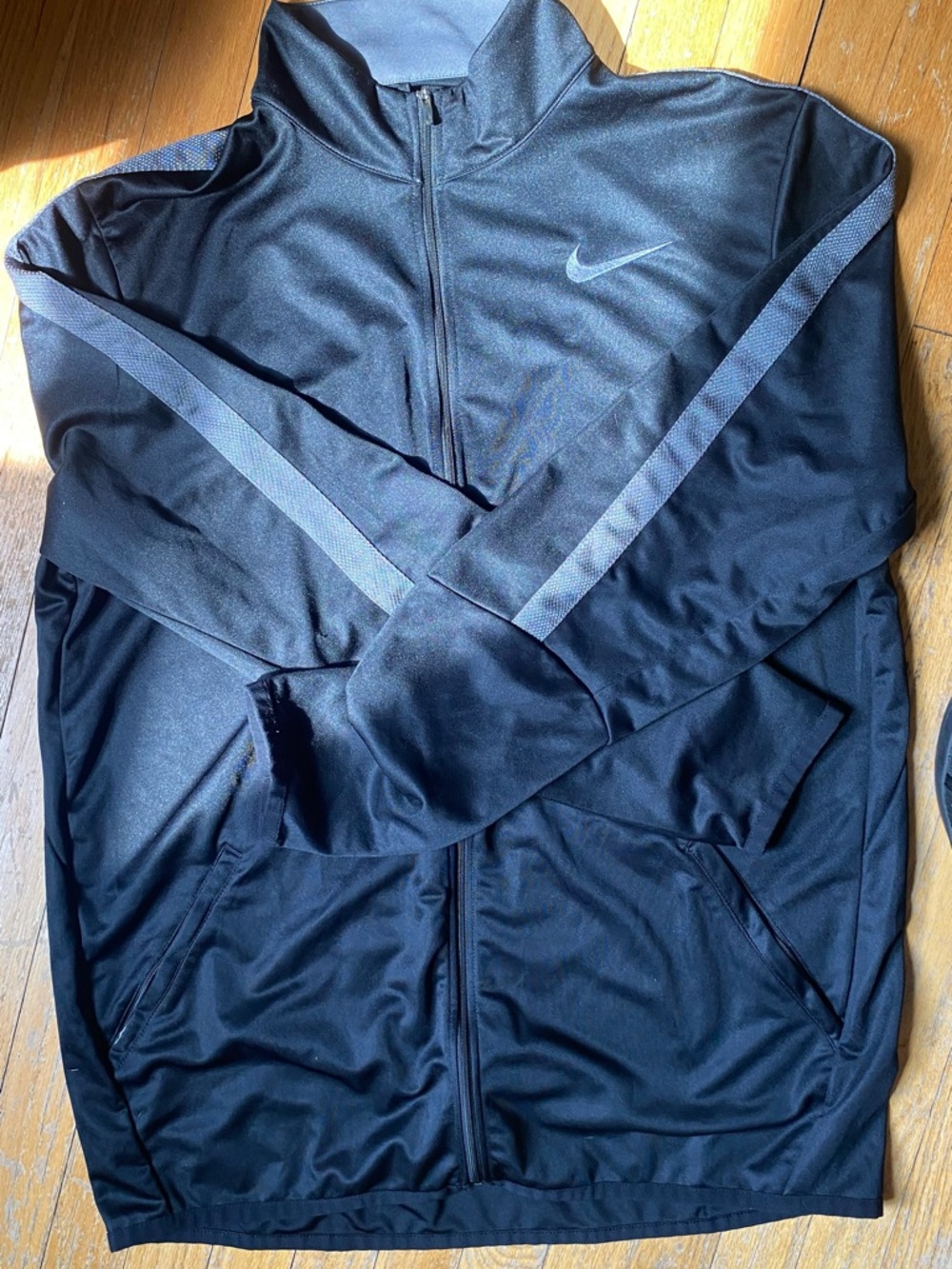 Nike Men’s Black Performance Track Jacket with Gray Stripe